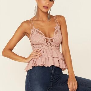 NWOT FREE PEOPLE WOMEN'S ADELLA CAMI LACE RUFFLED TANK TOP